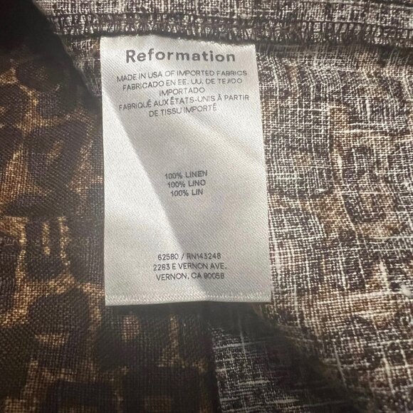 Reformation Madilyn Linen Dress Strapless Brown Size 8 - Picture 4 of 5